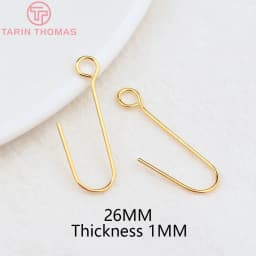 (2239)20PCS Height 16MM 24K Gold Color Plated Brass Earring Hook Diy Jewelry Findings Accessories Wholesale