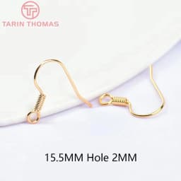 (2239)20PCS Height 16MM 24K Gold Color Plated Brass Earring Hook Diy Jewelry Findings Accessories Wholesale
