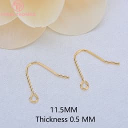 (2239)20PCS Height 16MM 24K Gold Color Plated Brass Earring Hook Diy Jewelry Findings Accessories Wholesale