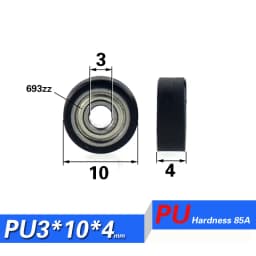[PUd3] 4/10PCS 693zz 693 623 black color PU TPU rubber low noise UMBB3-10mm micro ball bearing cash machine wheel minisize 10mm