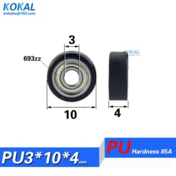 [PUd3] 4/10PCS 693zz 693 623 black color PU TPU rubber low noise UMBB3-10mm micro ball bearing cash machine wheel minisize 10mm
