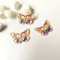 20Pcs 23*15mm Colorful Butterfly Resin Flatback Cabochon Accessories 1 Holes Button DIY Crafts Headwear BB Clips Pendants
