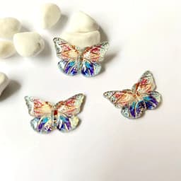 20Pcs 23*15mm Colorful Butterfly Resin Flatback Cabochon Accessories 1 Holes Button DIY Crafts Headwear BB Clips Pendants