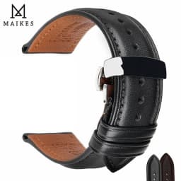 MAIKES Luxury Cow Leather Watch Bands 20mm 22mm 24mm With 316L Stainless Steel Butterfly Buckle Watch Strap Soft Watchbands
