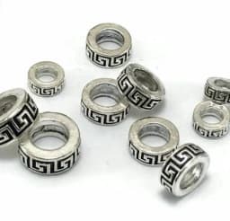 50pcs/lot 6mm 8mm 10mm big hole Metal Alloy Spacer Beads Hole Beads Flat Beads Nepal Buddha Beads For Jewelry Making