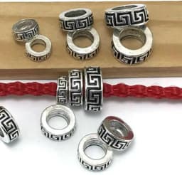 50pcs/lot 6mm 8mm 10mm big hole Metal Alloy Spacer Beads Hole Beads Flat Beads Nepal Buddha Beads For Jewelry Making