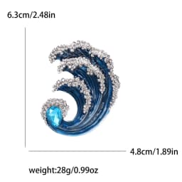 Luxury Shiny Rhinestone Blue Ocean Wave Brooches For Women High Quality Crystal Brooch Pin Accessories Party Office Jewelry Gift