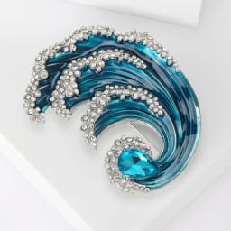 Luxury Shiny Rhinestone Blue Ocean Wave Brooches For Women High Quality Crystal Brooch Pin Accessories Party Office Jewelry Gift