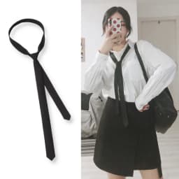 Classic Elegant Black Neck Tie for Women Man Fashion Korean Simple Clip Tie Slim Smooth Clothing Accessories