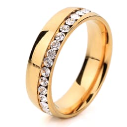 Wholesale Two Color Plated 316L Stainless Steel .1CT Channel-Set Crystal Ring for women or Men