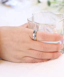 Wholesale Two Color Plated 316L Stainless Steel .1CT Channel-Set Crystal Ring for women or Men