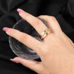 Wholesale Two Color Plated 316L Stainless Steel .1CT Channel-Set Crystal Ring for women or Men