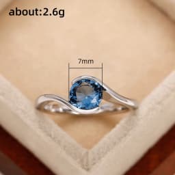 Huitan Luxury Solitaire Band Women's Rings with Blue Cubic Zirconia Simple and Elegant Bridal Wedding Rings 2022 Trendy Jewelry