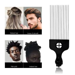 Black Metal African American Pick Comb Hair Combs Hair Comb for Hairdressing Styling Tool Salon Barber Shop Accessories 6 Style