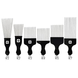 Black Metal African American Pick Comb Hair Combs Hair Comb for Hairdressing Styling Tool Salon Barber Shop Accessories 6 Style