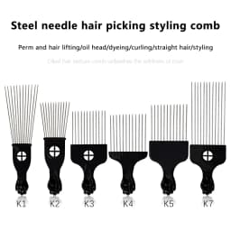 Black Metal African American Pick Comb Hair Combs Hair Comb for Hairdressing Styling Tool Salon Barber Shop Accessories 6 Style