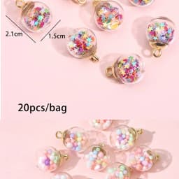 20pcs Colorful Sequins Star Sequins Round Ball Glass Ball Pendant DIY Handmade Ear Studs Earrings Ear Jewelry Material Pack