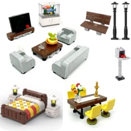 MOC Friend City Computer Desk Clock Building Blocks for Kids Toys Compatible Bookcase Assemble Bricks Creative Furniture DIY Toy