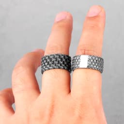 Grid Weave Stainless Steel Mens Rings Retro Industrial Style Simple for Male Boyfriend Biker Jewelry Creativity Gift Wholesale