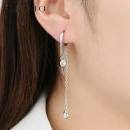 FLORATO 925 Sterling Silver Earrings Chain Tassel Pendant Earrings Zircon Silver Earrings for Women Trend Luxury Wedding Jewelry