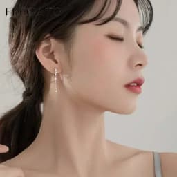 FLORATO 925 Sterling Silver Earrings Chain Tassel Pendant Earrings Zircon Silver Earrings for Women Trend Luxury Wedding Jewelry