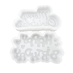 Happy Birthday Christmas Candles Silicone Mold DIY Aromatherapy Candles Gypsum Cake Decorative Baking Supplies Silicon Molds