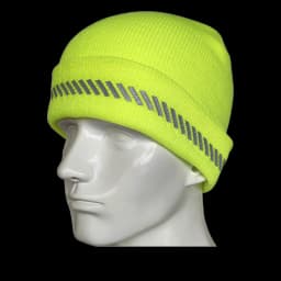 High Visibility Safety Beanie Reflective Knit Ribbed Hats Warm Winter Bonnets for Night Running Hiking Cycling