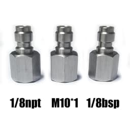 Stainless Steel 8mm Quick Disconnect Charging Hose Release Coulper Male Plug 1/8“BSPP / 1/8”NPT / M10*1.0 Threads