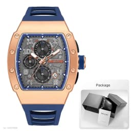 MEGIR 316 Stainless Steel Quartz Watch for Men Fashion Waterproof Luminous Chronograph Wristwatch with Auto Date Silicone Strap