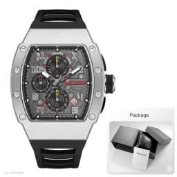 MEGIR 316 Stainless Steel Quartz Watch for Men Fashion Waterproof Luminous Chronograph Wristwatch with Auto Date Silicone Strap