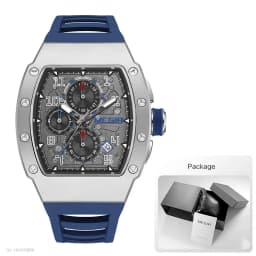 MEGIR 316 Stainless Steel Quartz Watch for Men Fashion Waterproof Luminous Chronograph Wristwatch with Auto Date Silicone Strap