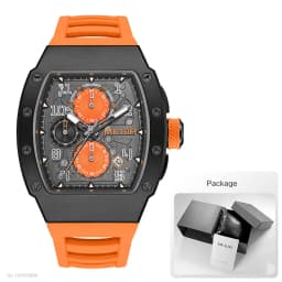 MEGIR 316 Stainless Steel Quartz Watch for Men Fashion Waterproof Luminous Chronograph Wristwatch with Auto Date Silicone Strap