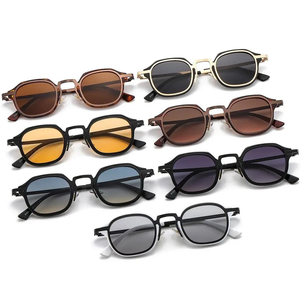UV400 Protection Small Square Sunglasses Retro Metal Frame Y2K Driving Sun Glasses Punk Shades for Women & Men