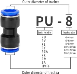 5PCS Pneumatic Fitting Pipe Air Connector Tube Quick Release Fitting Push In Hose Plastic 4/6/8/10/12mm Air Hose Connectors