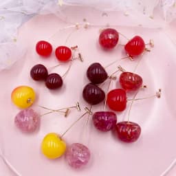 Korea Japan Sweet Clear Resin Red Cherry Earrings Gold Color Alloy Separated Drop Dangle Earrings for Women Girls Party Jewelry