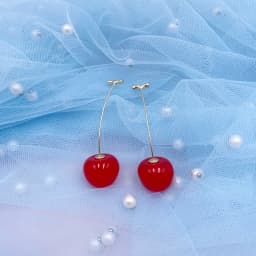 Korea Japan Sweet Clear Resin Red Cherry Earrings Gold Color Alloy Separated Drop Dangle Earrings for Women Girls Party Jewelry