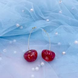 Korea Japan Sweet Clear Resin Red Cherry Earrings Gold Color Alloy Separated Drop Dangle Earrings for Women Girls Party Jewelry