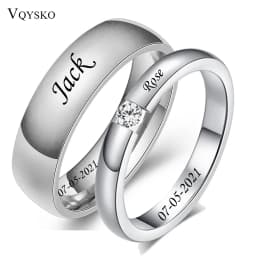 Custom Stainless Steel Wedding Couple Rings for Women Men Engagement Bands CZ Stone Puzzle Solitaire Party Ring Jewelry Gift