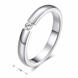 Custom Stainless Steel Wedding Couple Rings for Women Men Engagement Bands CZ Stone Puzzle Solitaire Party Ring Jewelry Gift