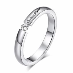 Custom Stainless Steel Wedding Couple Rings for Women Men Engagement Bands CZ Stone Puzzle Solitaire Party Ring Jewelry Gift