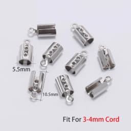 50pcs 1-5mm Stainless Steel Cord Crimp Beads End Caps Fastener Bracelet Necklace Leather Connectors For Jewelry Making Supplies