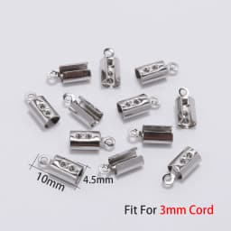 50pcs 1-5mm Stainless Steel Cord Crimp Beads End Caps Fastener Bracelet Necklace Leather Connectors For Jewelry Making Supplies