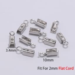 50pcs 1-5mm Stainless Steel Cord Crimp Beads End Caps Fastener Bracelet Necklace Leather Connectors For Jewelry Making Supplies