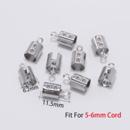 50pcs 1-5mm Stainless Steel Cord Crimp Beads End Caps Fastener Bracelet Necklace Leather Connectors For Jewelry Making Supplies