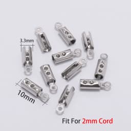 50pcs 1-5mm Stainless Steel Cord Crimp Beads End Caps Fastener Bracelet Necklace Leather Connectors For Jewelry Making Supplies
