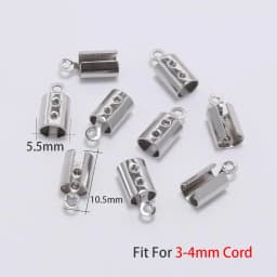 50pcs 1-5mm Stainless Steel Cord Crimp Beads End Caps Fastener Bracelet Necklace Leather Connectors For Jewelry Making Supplies