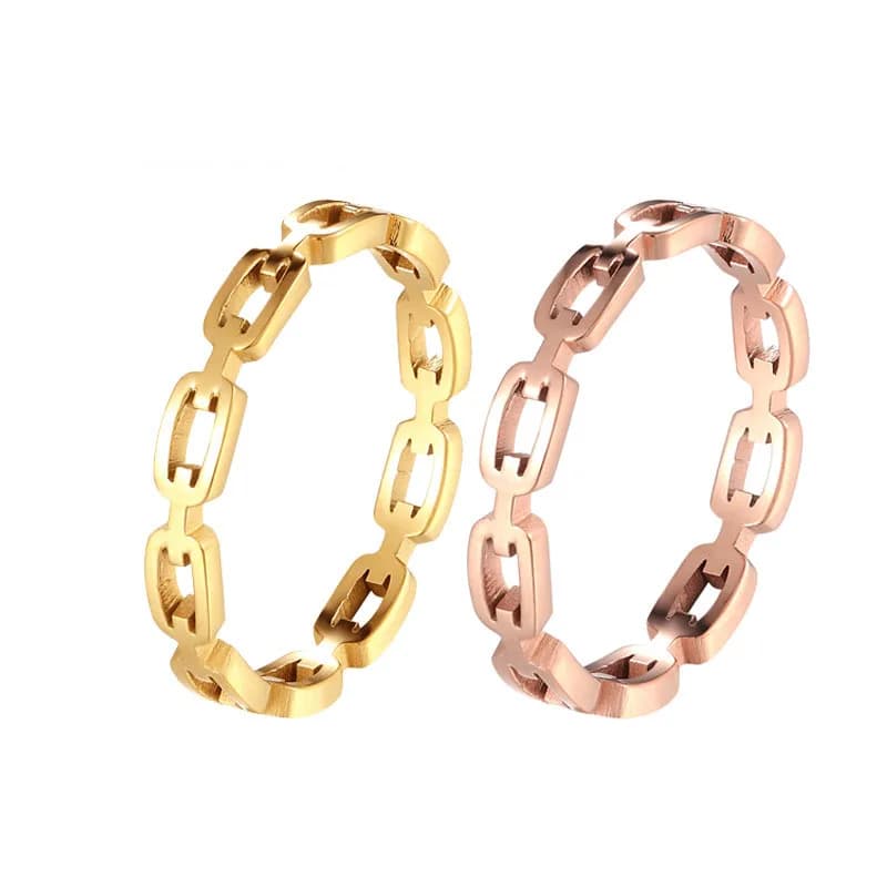 Chain Ring Stainless Steel Rings For Men Women's Rings Geometry Ring Finger Gold Silver Color Ring Set Women Jewelry Gift