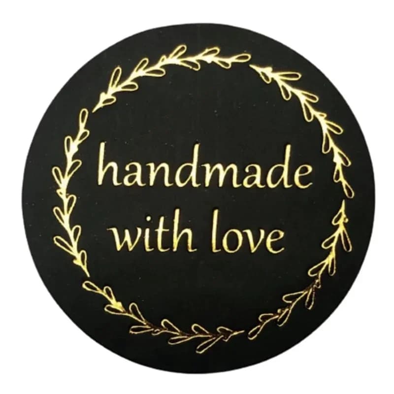 500pcs Handmade with Love Stickers Baking Label Wedding Sticker Party Label Decoration Envelope Seal Stationery Black Sticker