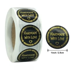 500pcs Handmade with Love Stickers Baking Label Wedding Sticker Party Label Decoration Envelope Seal Stationery Black Sticker