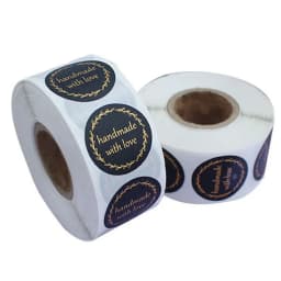 500pcs Handmade with Love Stickers Baking Label Wedding Sticker Party Label Decoration Envelope Seal Stationery Black Sticker